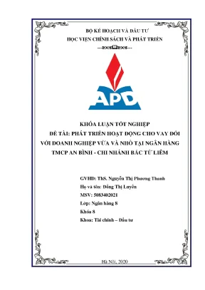 Luận văn tốt nghiệp phát triển hoạt động cho vay đối với doanh nghiệp vừa và nhỏ tại ngân hàng tmcp an bình chi nhánh bắc từ liêm