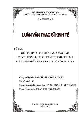Luận văn thạc sĩ giải pháp tài chính nhằm nâng cao chất lượng dịch vụ phát thanh của đài tiếng nói nhân dân thành phố hồ chí minh luận văn thạc sĩ
