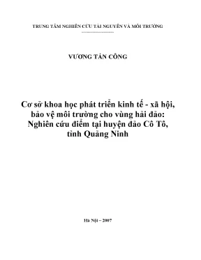 Luận văn thạc sĩ cơ sở khoa học phát triển kinh tế xã hội bảo vệ môi trường cho vùng hải đảo nghiên cứu điểm tại huyện đảo cô tô tỉnh quảng ninh