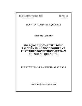Luận văn thạc sĩ mở rộng cho vay tiêu dùng tại ngân hàng nông nghiệp và phát triển nông thôn việt nam chi nhánh tỉnh quảng trị