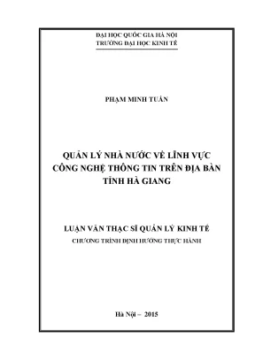 Luận văn thạc sĩ quản lý nhà nước về lĩnh vực công nghệ thông tin trên địa bàn tỉnh hà giang
