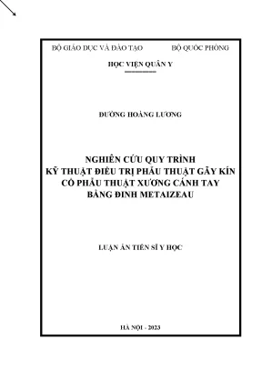 Luận án tiến sĩ nghiên cứu quy trình kỹ thuật điều trị phẫu thuật gãy kín cổ phẫu thuật xương cánh tay bằng đinh metaizeau