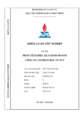 Luận văn tốt nghiệp phân tích hiệu quả kinh doanh công ty cổ phần đầu tư pv2