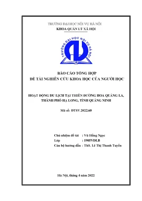 Luận văn tốt nghiệp hoạt động du lịch tại thiên đường hoa quảng la thành phố hạ long tỉnh quảng ninh