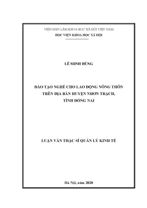 Luận văn thạc sĩ đào tạo nghề lao cho động nông thôn trên địa bàn huyện nhơn trạch tỉnh đồng nai