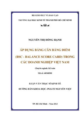 Luận văn thạc sĩ áp dụng bảng cân bằng điểm bsc balance score card trong các doanh nghiệp việt nam luận văn thạc sĩ