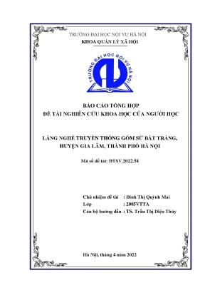 Luận văn tốt nghiệp làng nghề truyền thống gốm sứ bát tràng huyện gia lâm thành phố hà nội
