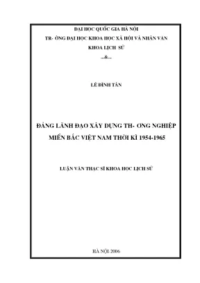 Luận văn thạc sĩ đảng lãnh đạo xây dựng thương nghiệp miền bắc việt nam thời kỳ 1954 1965