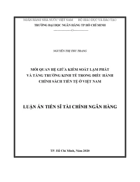 Luận văn thạc sĩ mối quan hệ giữa kiểm soát lạm phát và tăng trưởng kinh tế trong điều hành chính sách tiền tệ ở việt nam