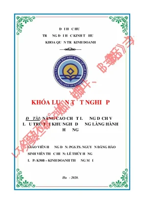 Luận văn tốt nghiệp nâng cao chất lượng dịch vụ lưu trú tại khu nghỉ dưỡng làng hành hương pilgrimage village huế