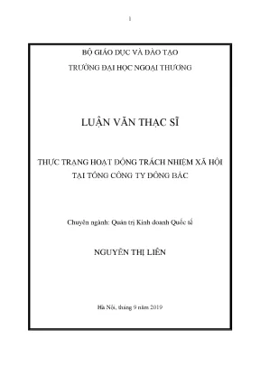 Luận văn thạc sĩ thực trạng hoạt động trách nhiệm xã hội tại tổng công ty đông bắc