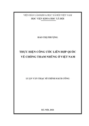 Luận văn thạc sĩ thực hiện công ước liên hợp quốc về chống tham nhũng ở việt nam