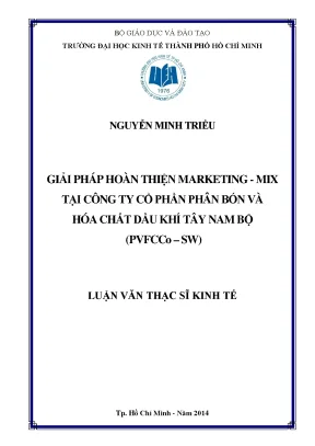 Luận văn thạc sĩ giải pháp hoàn thiện marketing mix tại công ty cổ phần phân bón và hóa chất dầu khí tây nam bộ luận văn thạc sĩ