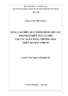 Luận văn thạc sĩ nâng cao hiệu quả thẩm định cho vay doanh nghiệp vừa và nhỏ tại các ngân hàng thương mại trên địa bàn tp hcm luận văn thạc sĩ
