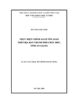 Luận văn thạc sĩ thực hiện chính sách tôn giáo trên địa bàn thành phố châu đốc tỉnh an giang