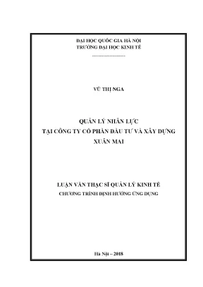 Luận văn thạc sĩ quản lý nhân lực tại công ty cổ phần đầu tư và xây dựng xuân mai
