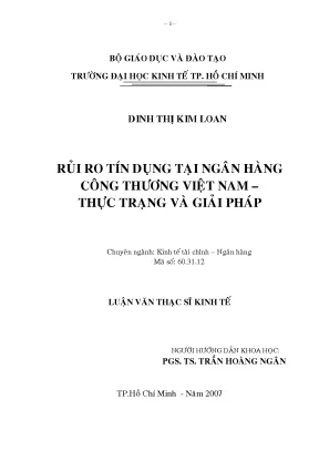 Luận văn thạc sĩ rủi ro tín dụng tại ngân hàng công thương việt nam thực trạng và giải pháp
