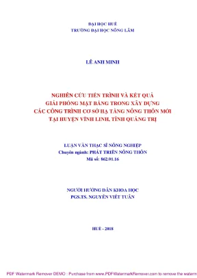 Luận văn thạc sĩ nghiên cứu tiến trình và kết quả giải phóng mặt bằng trong xây dựng các công trình cơ sở hạ tầng nông thôn mới tại huyện vĩnh linh tỉnh quảng trị