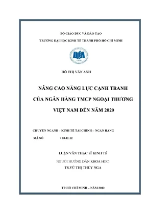 Luận văn thạc sĩ nâng cao năng lực cạnh tranh của ngân hàng thương mại cổ phần ngoại thương việt nam