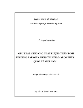 Luận văn thạc sĩ giải pháp nâng cao chất lượng thẩm định tín dụng tại ngân hàng thương mại cổ phần quốc tế việt nam