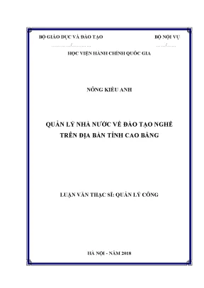 Luận văn thạc sĩ quản lý nhà nước về đào tạo nghề trên địa bàn tỉnh cao bằng