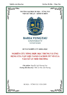 Luận văn thạc sĩ nghiên cứu tổng hợp đặc trưng và ứng dụng của vật liệu nano cacbon từ vỏ cua vào xử lý môi trường