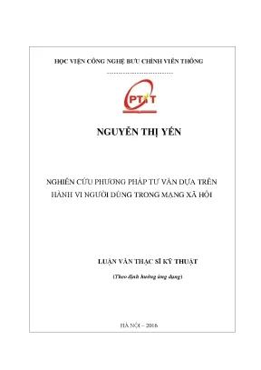 Luận văn thạc sĩ nghiên cứu phương pháp tư vấn dựa trên hành vi người dùng mạng xã hội