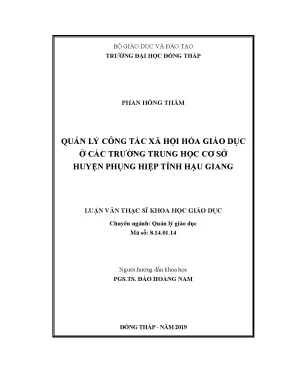 Luận văn thạc sĩ quản lý công tác xã hội hóa giáo dục ở các trường trung học cơ sở huyện phụng hiệp tỉnh hậu giang