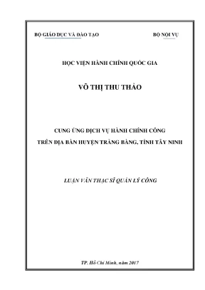 Luận văn thạc sĩ cung ứng dịch vụ hành chính công trên địa bàn huyện trảng bàng tỉnh tây ninh
