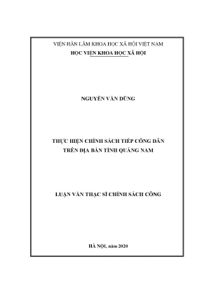 Luận án tiến sĩ thực hiện chính sách tiếp công dân trên địa bàn tỉnh quảng nam