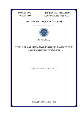 Luận văn thạc sĩ tổng hợp vật liệu α mno2 ứng dụng làm điện cực anode cho pin lithium ion