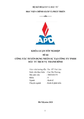 Luận văn tốt nghiệp công tác tuyển dụng nhân sự tại công ty tnhh đầu tư dịch vụ thanh bình