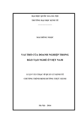Luận văn thạc sĩ vai trò của doanh nghiệp trong đào tạo nghề ở việt nam