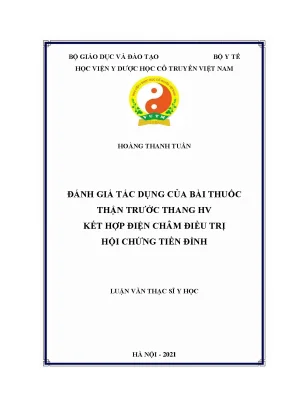 Luận văn thạc sĩ đánh giá tác dụng của bài thuốc thận trước thang hv kết hợp điện châm điều trị hội chứng tiền đình