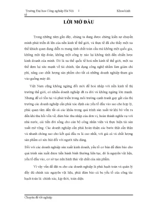 Luận văn tốt nghiệp hoàn thiện kế toán nguyên vật liệu công cụ dụng cụ tại công ty cổ phần bia sài gòn hà nội