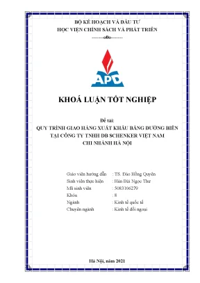 Luận văn tốt nghiệp quy trình giao hàng xuất khẩu bằng đường biển tại chi nhánh công ty tnhh schenker việt nam tại hà nội