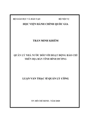 Luận văn thạc sĩ quản lý nhà nước đối với hoạt động báo chí trên địa bàn tỉnh bình dương