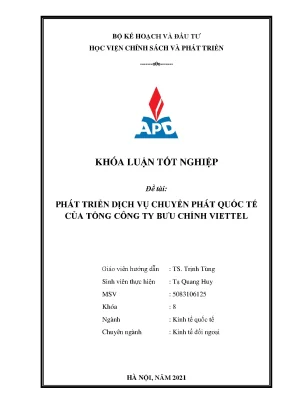 Luận văn tốt nghiệp phát triển dịch vụ chuyển phát quốc tế của tổng công ty bưu chính viettel