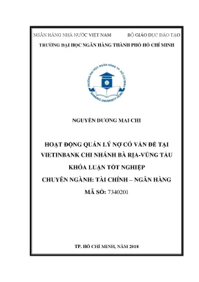 Luận văn thạc sĩ hoạt động quản lý nợ có vấn đề tại vietinbank chi nhánh bà rịa vũng tàu