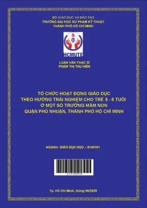 Luận văn thạc sĩ hcmute tổ chức hoạt động giáo dục theo hướng trải nghiệm cho trẻ 5 6 tuổi ở một số trường mầm non quận phú nhuận tp hcm