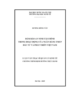 Luận văn thạc sĩ đảm bảo an ninh tài chính trong hoạt động của ngân hàng tmcp đầu tư và phát triển việt nam