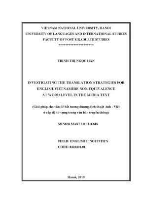 Luận văn thạc sĩ investigating the translation strategies for english vietnamese non equivalence at word level in the media text