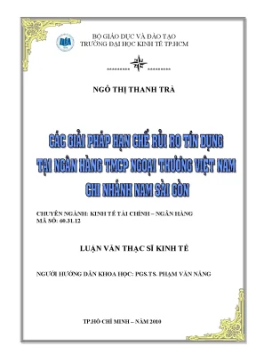 Luận văn thạc sĩ các giải pháp hạn chế rủi ro tín dụng tại ngân hàng tmcp ngoại thương việt nam chi nhánh nam sài gòn luận văn thạc sĩ