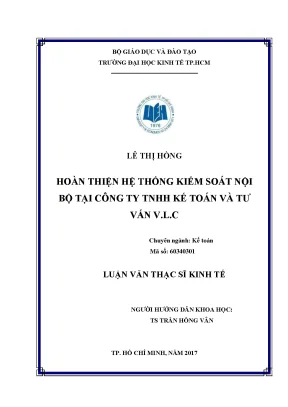 Luận văn thạc sĩ hoàn thiện hệ thống kiểm soát nội bộ tại công ty tnhh kế toán và tư vấn v l c