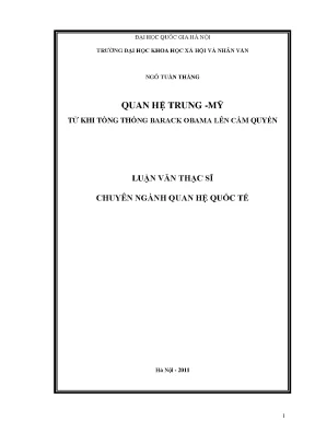 Luận văn thạc sĩ quan hệ trung mỹ từ khi tổng thống barack obama lên cầm quyền