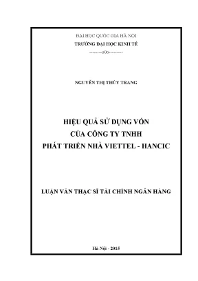 Luận văn thạc sĩ hiệu quả sử dụng vốn của công ty tnhh phát triển nhà viettel hancic