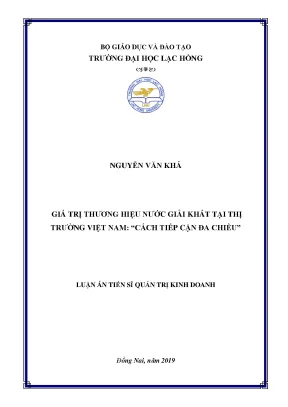 Luận án tiến sĩ giá trị thương hiệu nước giải khát tại thị trường việt nam cách tiếp cận đa chiều