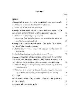Luận án phong trào công nhân ở các nước tây âu từ năm 1991 đến năm 2011