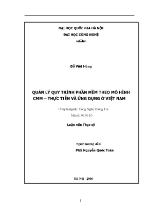 Luận văn thạc sĩ quản lý quy trình phần mềm theo mô hình cmm thực tiễn và ứng dụng ở việt nam luận văn ths công nghệ thông tin 01 01 10
