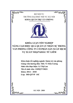 Luận văn tốt nghiệp nâng cao hiệu quả quản lý nhân sự trong văn phòng công ty cổ phần sản xuất dịch vụ xuất nhập khẩu từ liêm